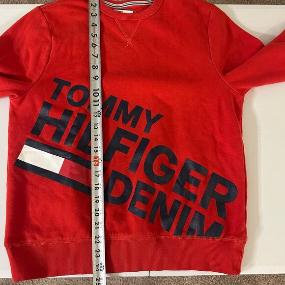 Vintage Tommy Hilfiger Denim Red/Navy Crewneck Sweatshirt- S - Picture 8 of 9
